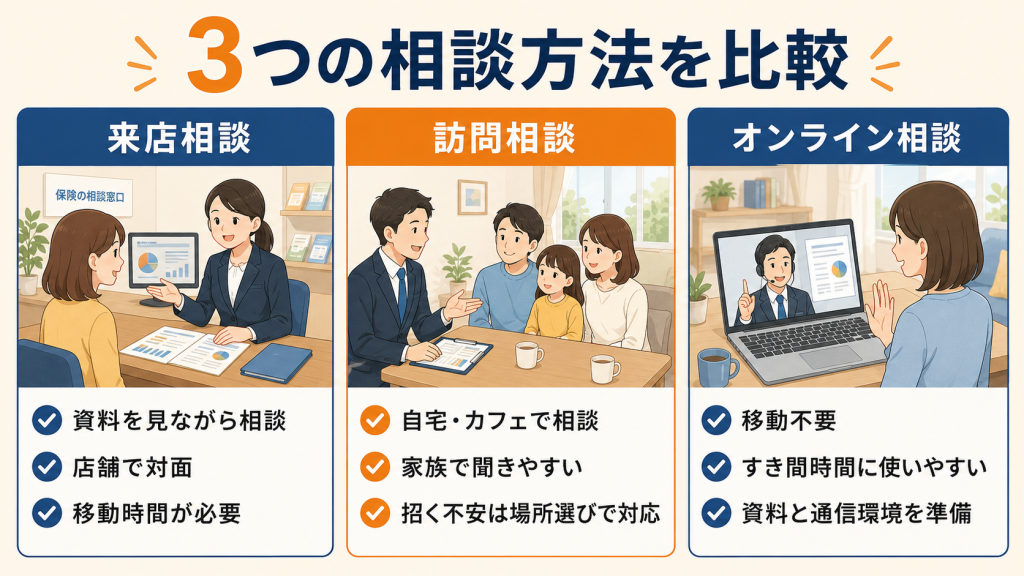 保険相談の方法別の違い