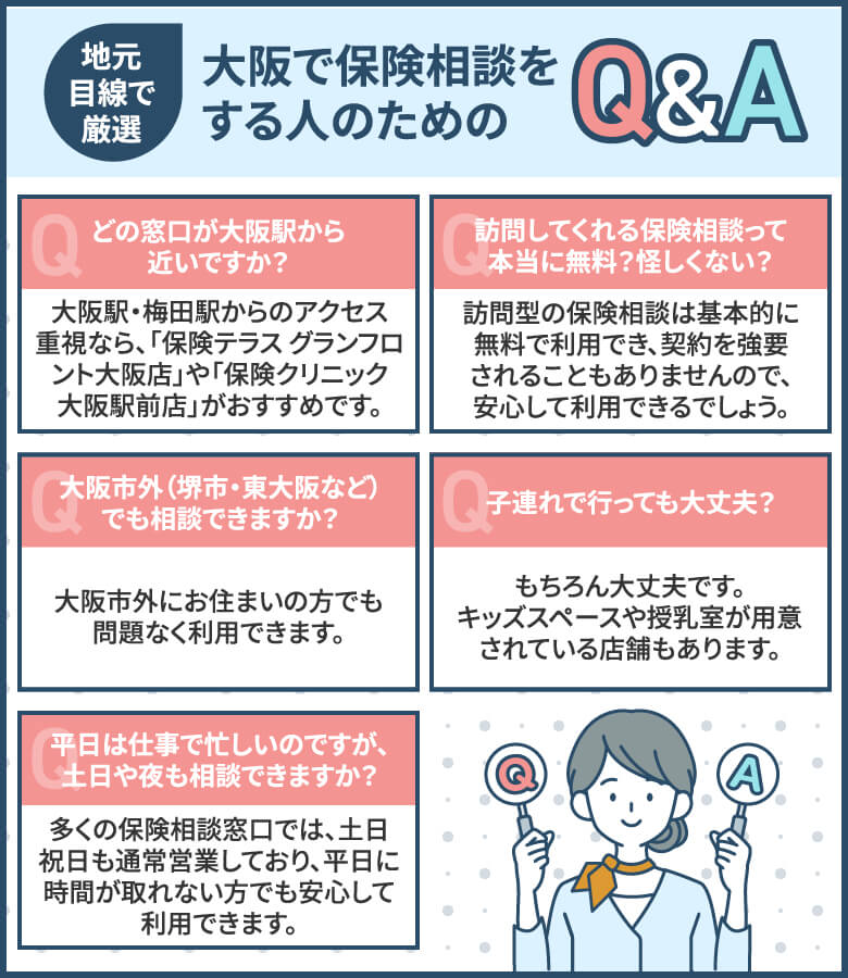 大阪で保険相談をする人のためのQ&A【地元目線で厳選】