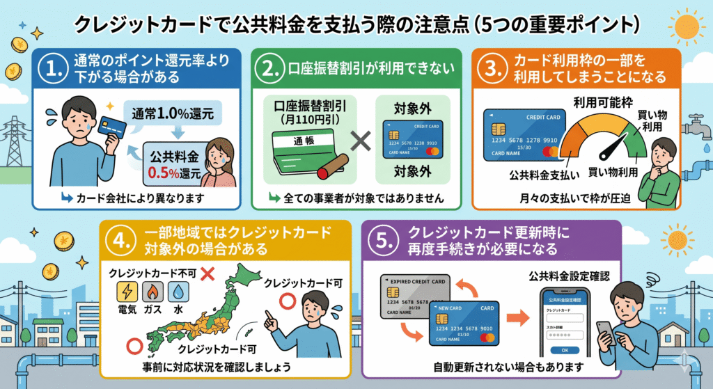 クレジットカードで公共料金を支払う際の注意点