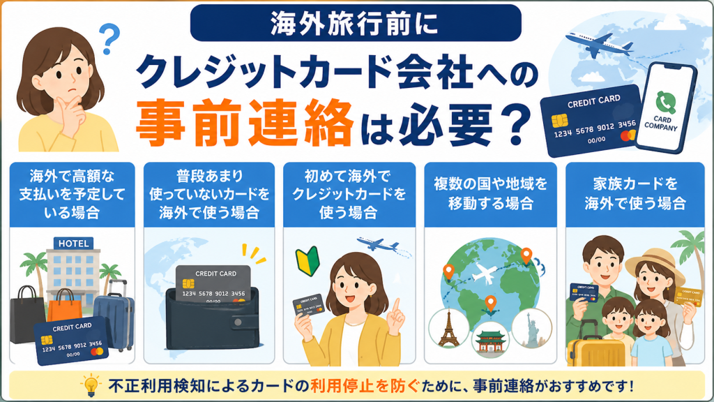 海外旅行前にクレジットカード会社への事前連絡は必要？